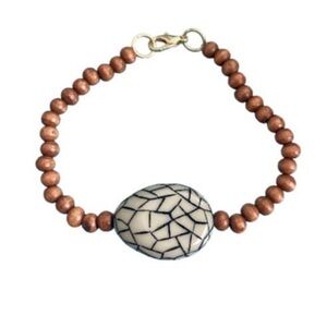 Black & White Egg Stone Bracelet - Handmade